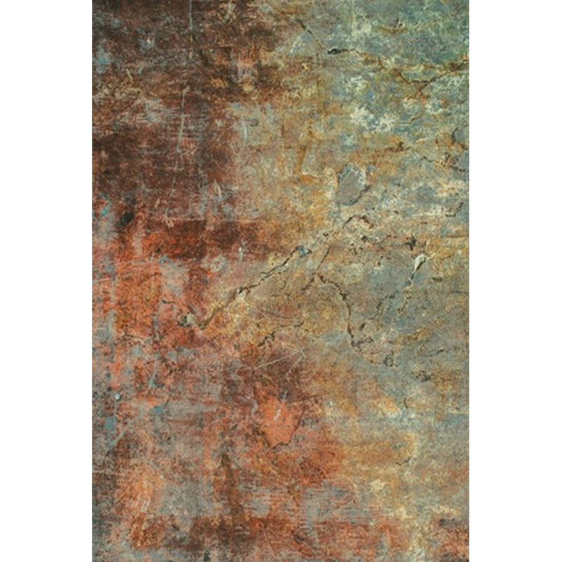 Modern Living Room Rug Multicolored Abstract Rust Print Rug Polyester Washable Pet Friendly Area Rug