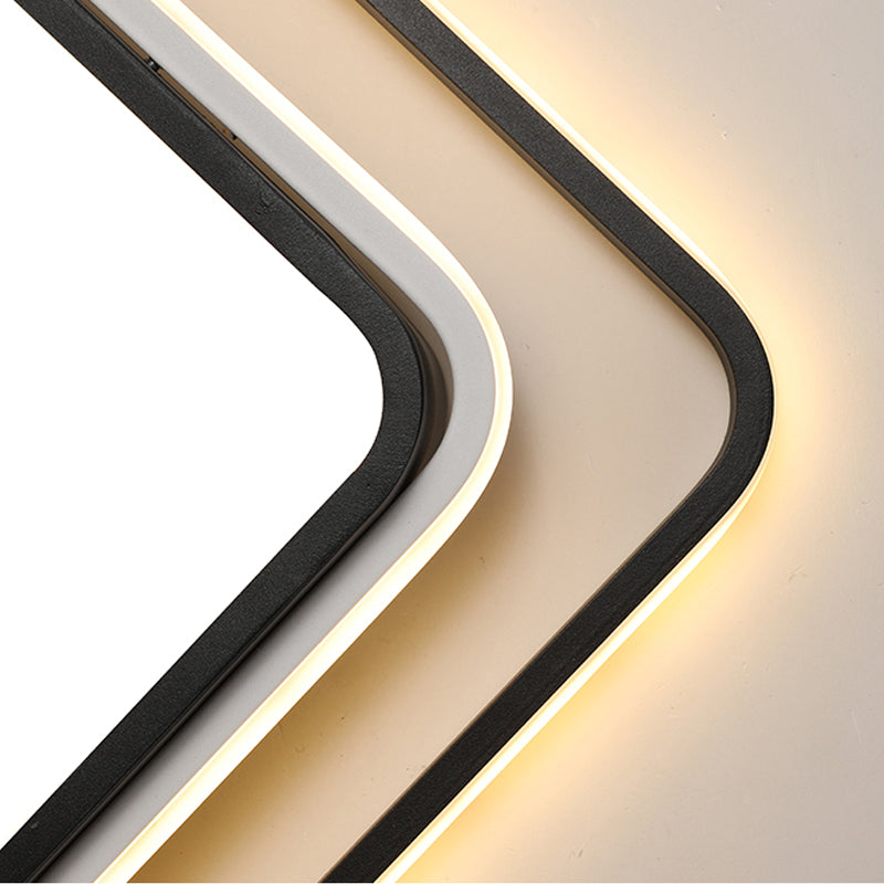 Plafonnier simple et contemporain avec abat-jour en acrylique LED intégré pour chambre à coucher, noir/blanc, chaud/blanc