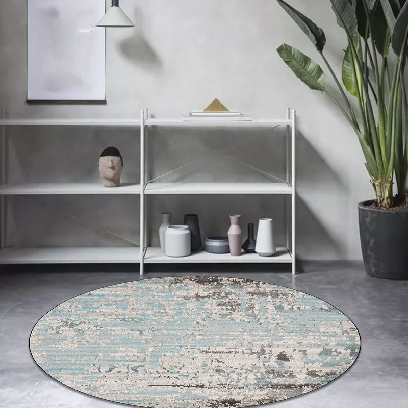 Blue Bedroom Rug Modern Abstract Pinstripe Pattern Area Rug Polyester Non-Slip Backing Machine Washable Carpet