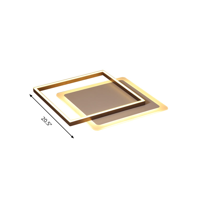 16.5"/20.5"/24.5" Wide Rectangular Flush Lamp Modern Acrylic LED Coffee Flush Mount Lighting Fixture in Warm/White Light