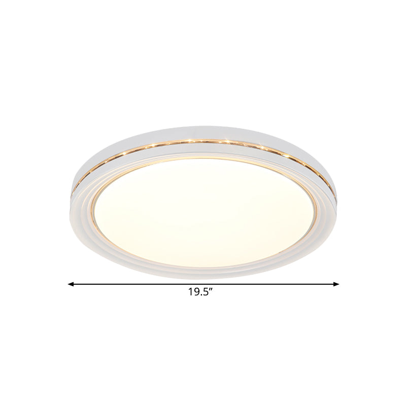 Plafonnier rond en acrylique minimaliste LED, éclairage encastré blanc pour salon