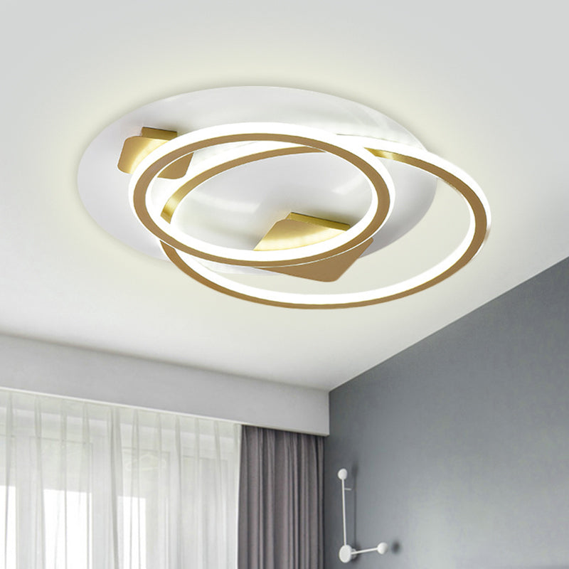 Metallic Dual Ring Led Flush Light eigentijds dicht bij plafondverlichting in goud