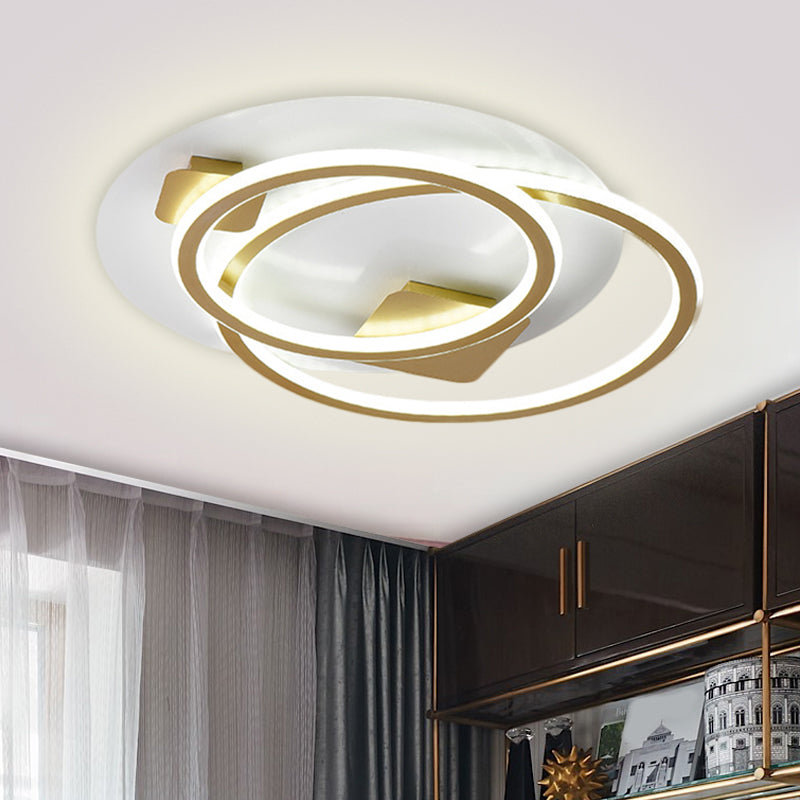 Metallic Dual Ring Led Flush Light eigentijds dicht bij plafondverlichting in goud