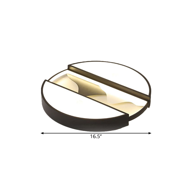 16.5"/20.5" Wide Modern LED Ceiling Flush Black Dissected Circle Flush Mount Fixture with Metal Shade in Warm/White Light