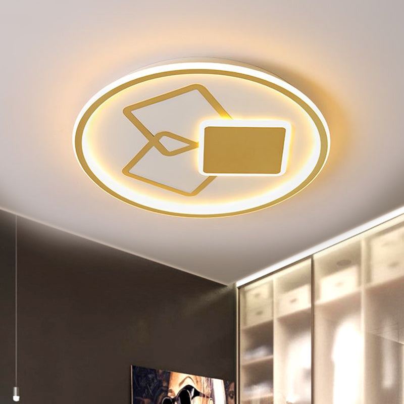 16.5"/20.5" Wide Round Ceiling Lamp Contemporary Metal Black/Gold LED Flush Mount Light in Warm/White Light
