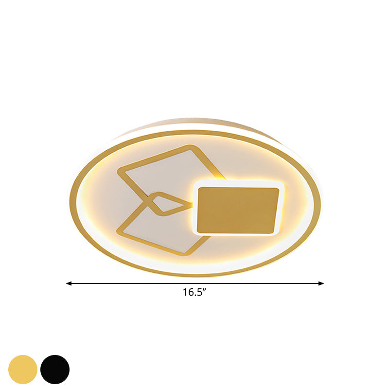 16.5"/20.5" Wide Round Ceiling Lamp Contemporary Metal Black/Gold LED Flush Mount Light in Warm/White Light