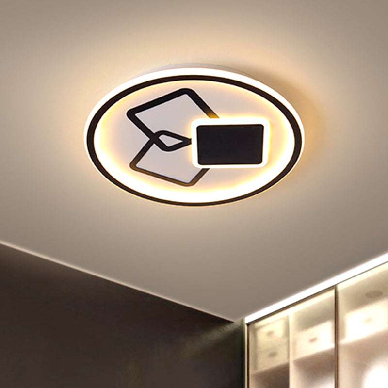 16.5"/20.5" Wide Round Ceiling Lamp Contemporary Metal Black/Gold LED Flush Mount Light in Warm/White Light