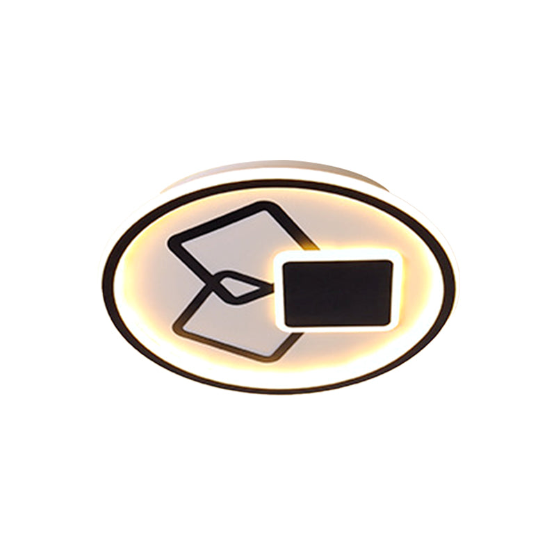 16.5"/20.5" Wide Round Ceiling Lamp Contemporary Metal Black/Gold LED Flush Mount Light in Warm/White Light