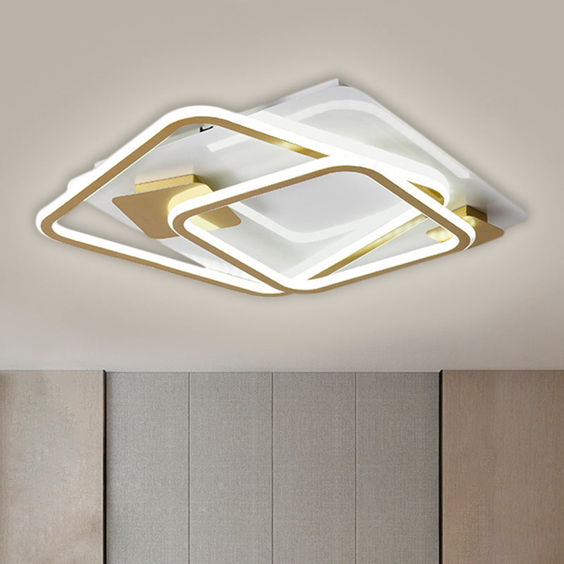 Iluminación de techo de dormitorio cuadrado LED de metal LED SEMI FLUSH MONGUD EN ORO