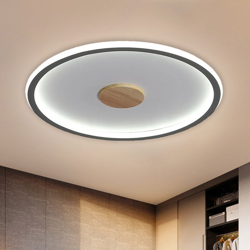 16.5"/20.5" Width Circular LED Flushmount Lighting Simple Metallic Living Room Ceiling Mounted Fixture in Black/Grey, Warm/White Light