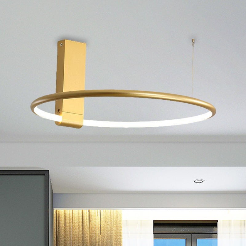16"/23.5" Wide Ring Ceiling Fixture Modern Style Metallic Black/White/Gold LED Flush Mount Lamp in Warm/White/Natural Light