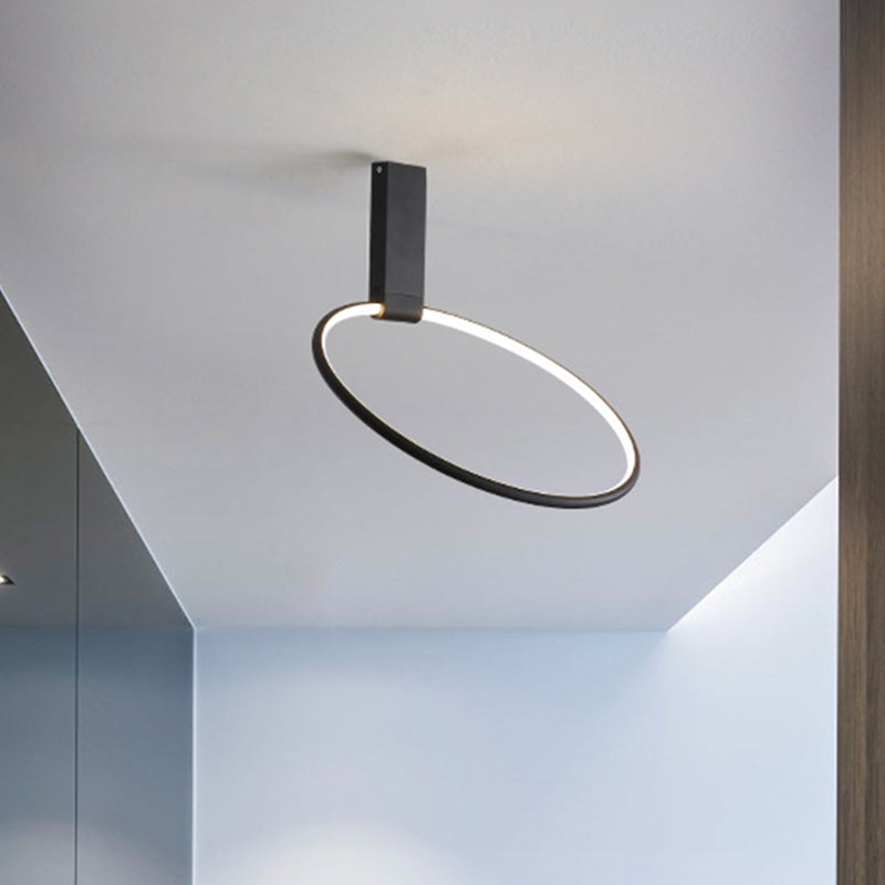 16"/23.5" Wide Ring Ceiling Fixture Modern Style Metallic Black/White/Gold LED Flush Mount Lamp in Warm/White/Natural Light