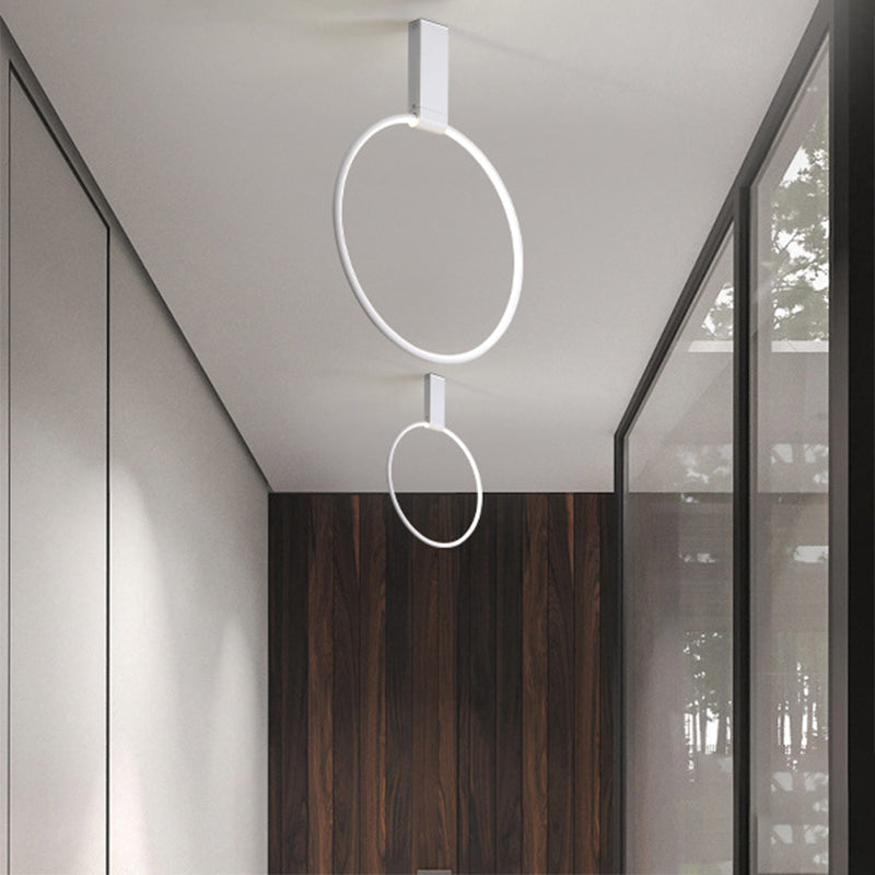 16"/23.5" Wide Ring Ceiling Fixture Modern Style Metallic Black/White/Gold LED Flush Mount Lamp in Warm/White/Natural Light