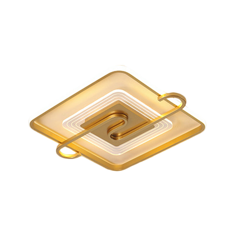 16.5"/20.5" W Square Parlor Flushmount Metal LED Contemporary Close to Ceiling Lamp in Gold, Warm/White Light