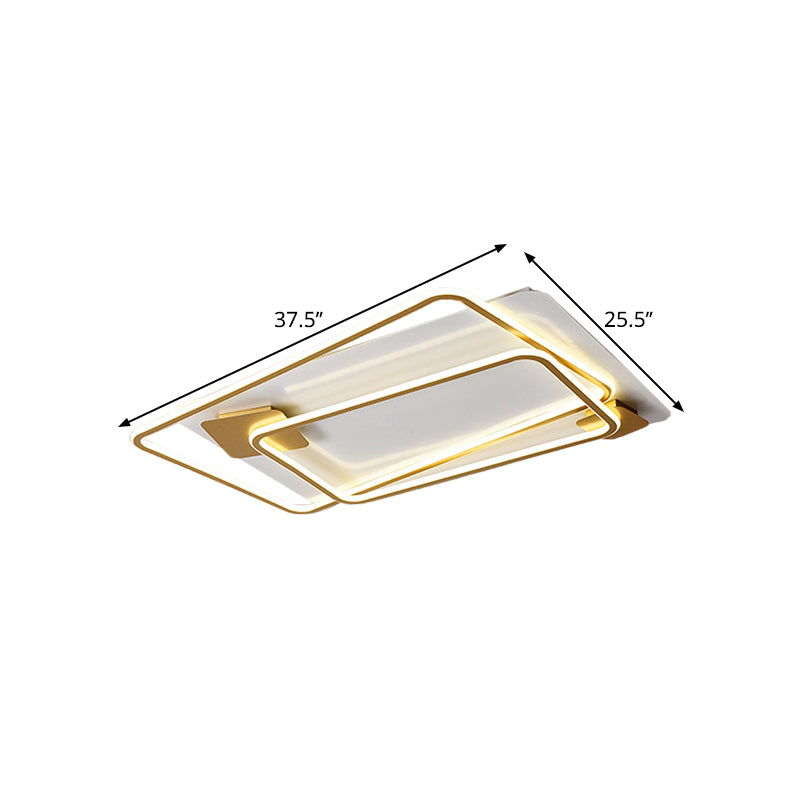 Rechteck halb flush leichte einfache Style Metallic Wohnzimmer LED in der Nähe der Deckenlampe
