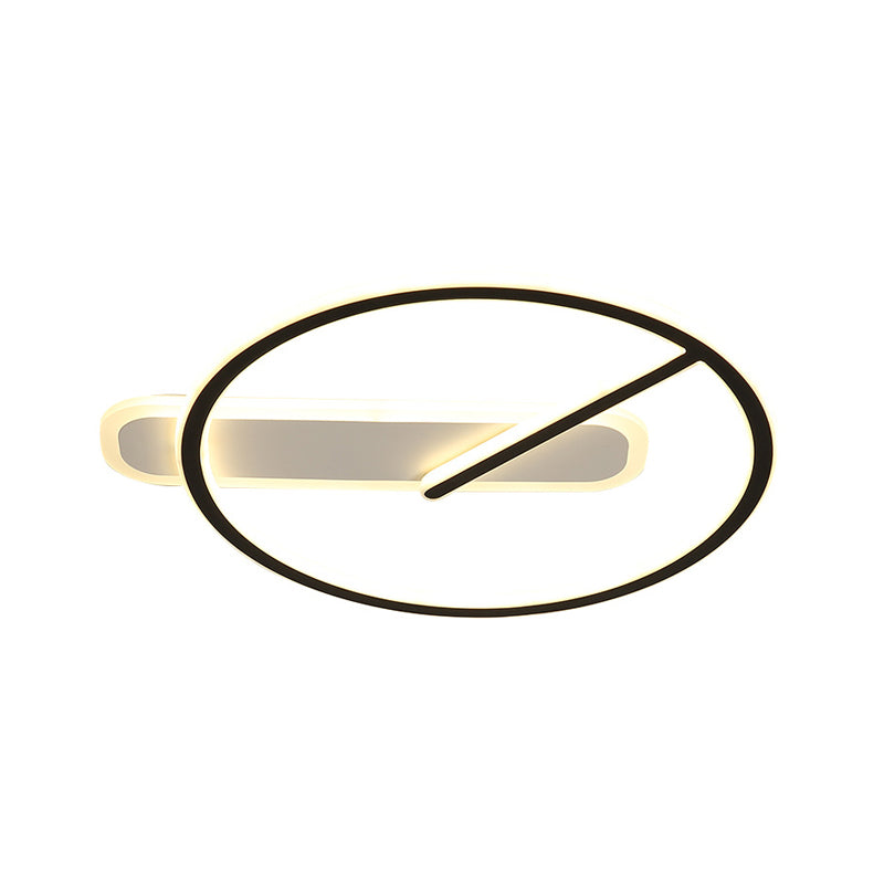 LED Parlor Semi Flush Mount Minimalistische zwarte plafondverlichting met ring en lineaire schaduw in warm/wit/3 kleurlicht