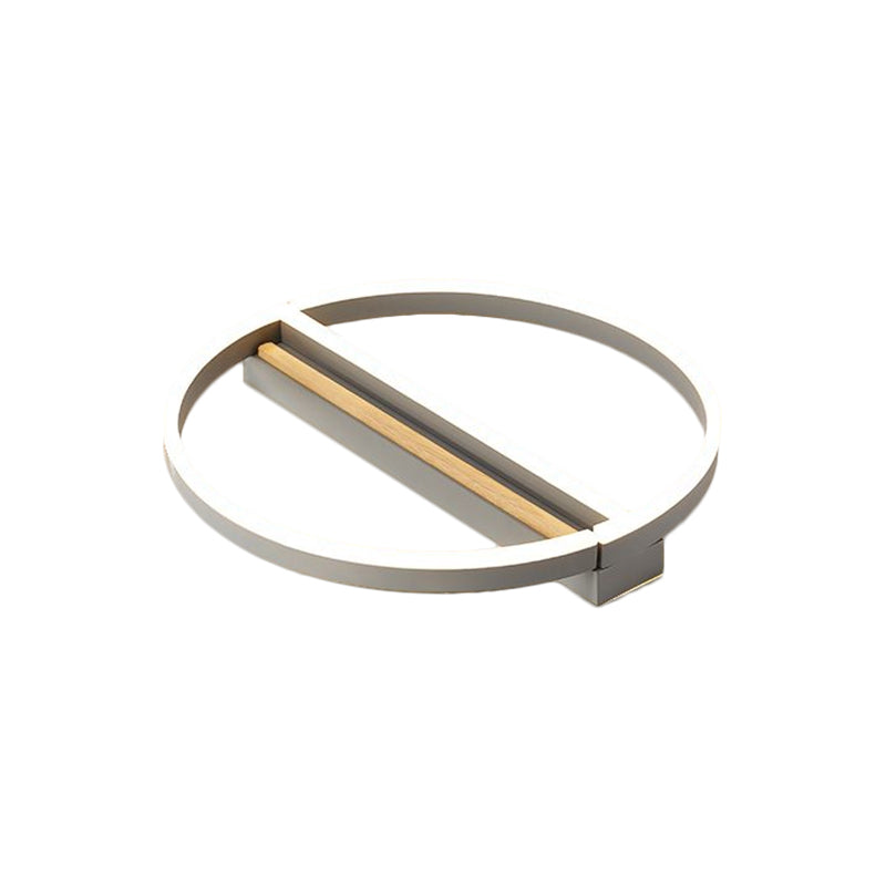 16.5"/20.5" Wide Circle Semi Flush Mount Minimalism Metal LED Parlor Ceiling Fixture in Gold/Grey, Warm/White Light