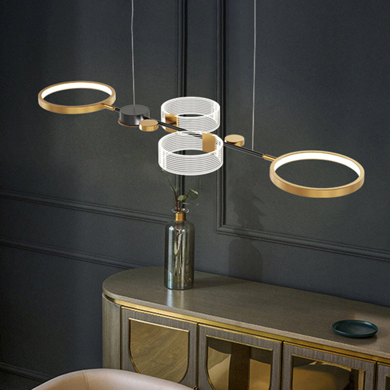 Metallic Circular Island Pendant Modernist LED Suspension Lighting Fixture in Gold