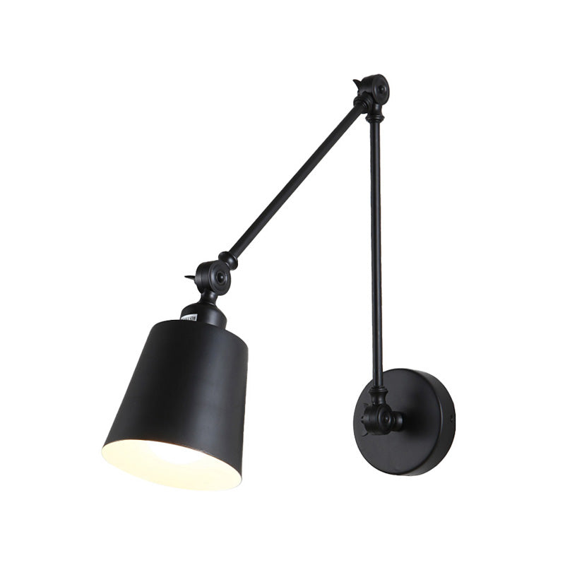 1 Light Metallic Wall Mount Light Contemporary Black/Rust Tapered Bedroom Wall Light Sconce with Adjustable Arm