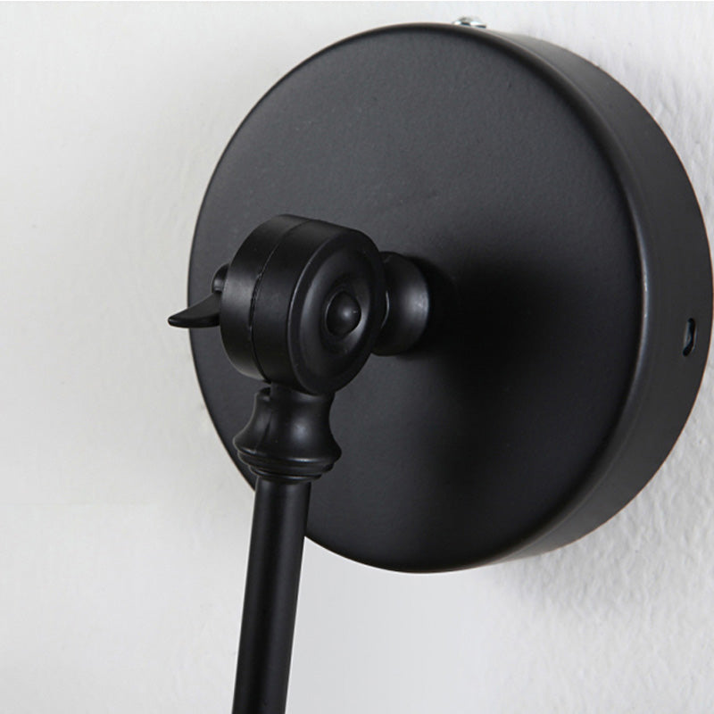 1 Light Metallic Wall Mount Light Contemporary Black/Rust Tapered Bedroom Wall Light Sconce with Adjustable Arm