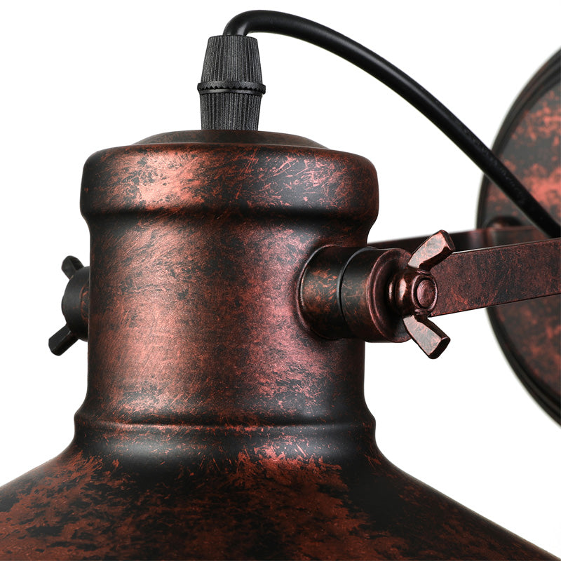 Metallic Saucer Sconce Wall Lighting Antique Style 1 Bulb Corridor Wall Sconce Lamp in Black/Rust