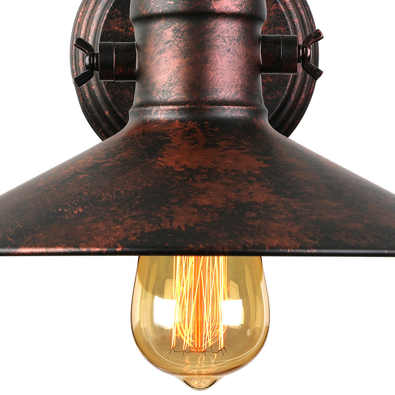 Metallic Saucer Sconce Wall Lighting Antique Style 1 Bulb Corridor Wall Sconce Lamp in Black/Rust