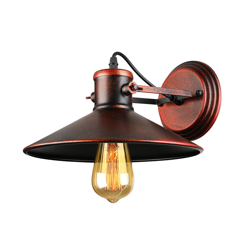Metallic Saucer Sconce Wall Lighting Antique Style 1 Bulb Corridor Wall Sconce Lamp in Black/Rust