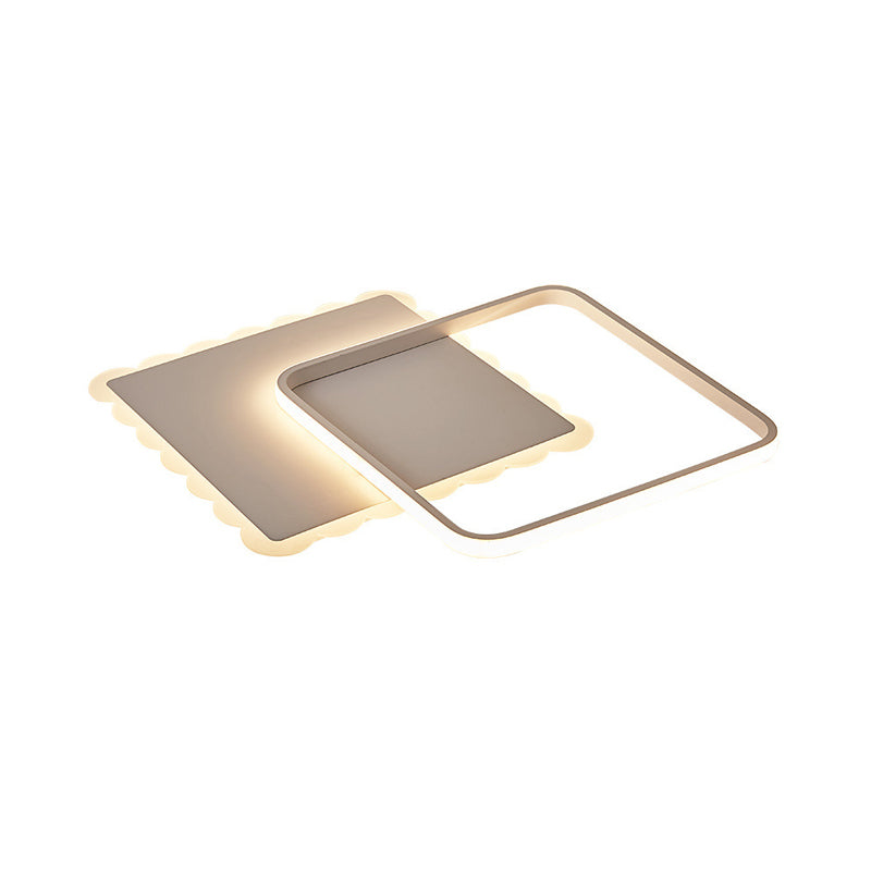 Square Ceiling Light Modern Acrylic LED White/Brown Flush Ceiling Light Fixture in Warm/White/Natural Light
