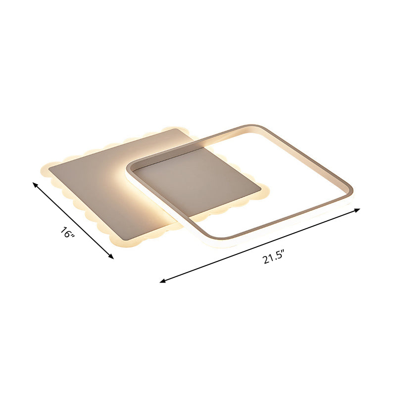 Square Ceiling Light Modern Acrylic LED White/Brown Flush Ceiling Light Fixture in Warm/White/Natural Light