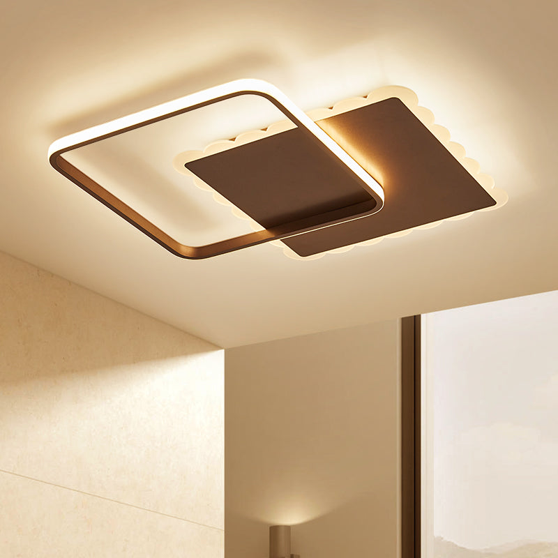 Square Ceiling Light Modern Acrylic LED White/Brown Flush Ceiling Light Fixture in Warm/White/Natural Light