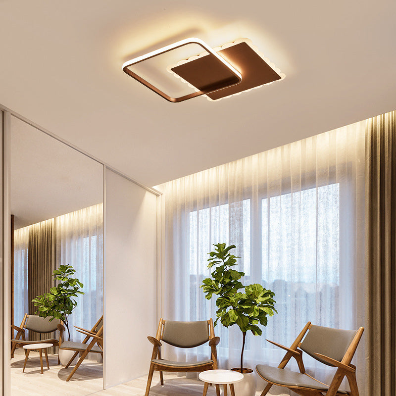 Square Ceiling Light Modern Acrylic LED White/Brown Flush Ceiling Light Fixture in Warm/White/Natural Light