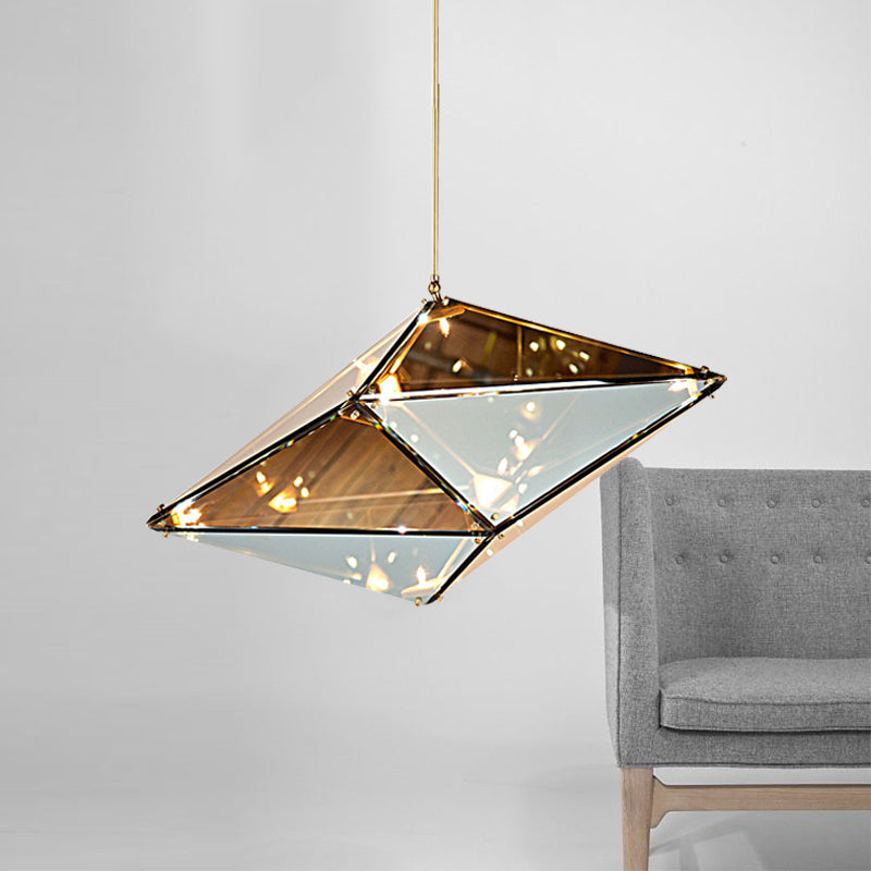 Horizontal/vertikaler Diamantanhänger Lampe Moderne Bernstein/Rauchglas Multi -Lichter Wohnzimmer LED -Deckenleuchte, 23,5 "/31"/42 "breit