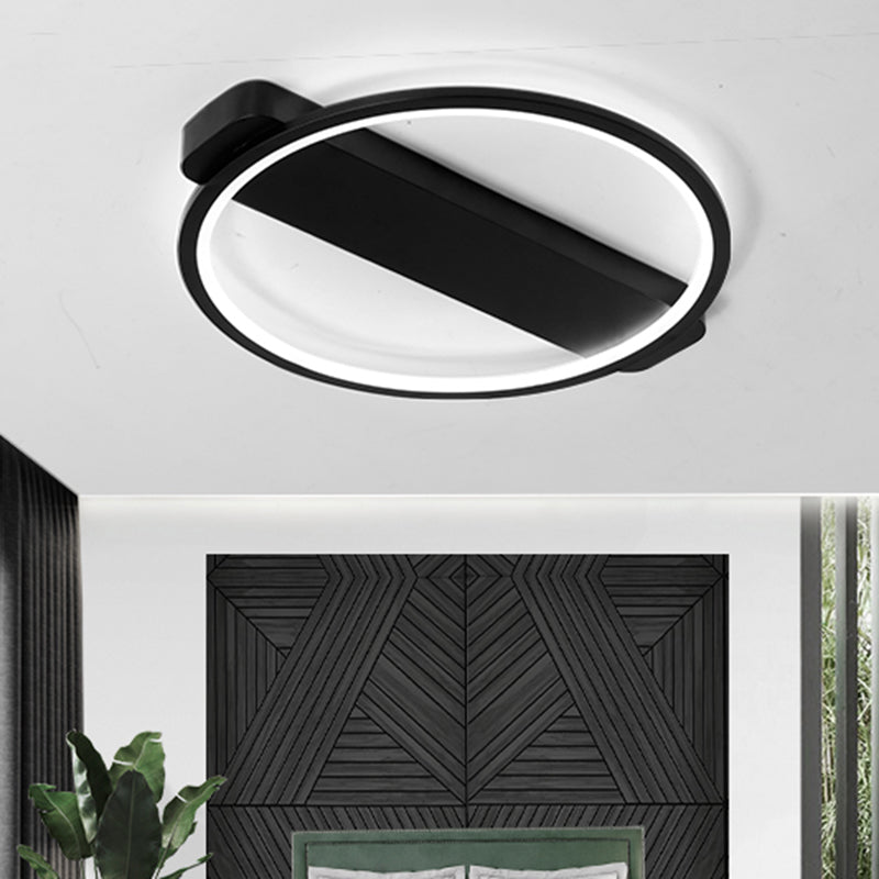Ring Acrylic Flush Light Modern 18"/25.5" Wide LED Black/White Ceiling Lighting Fixture for Living Room