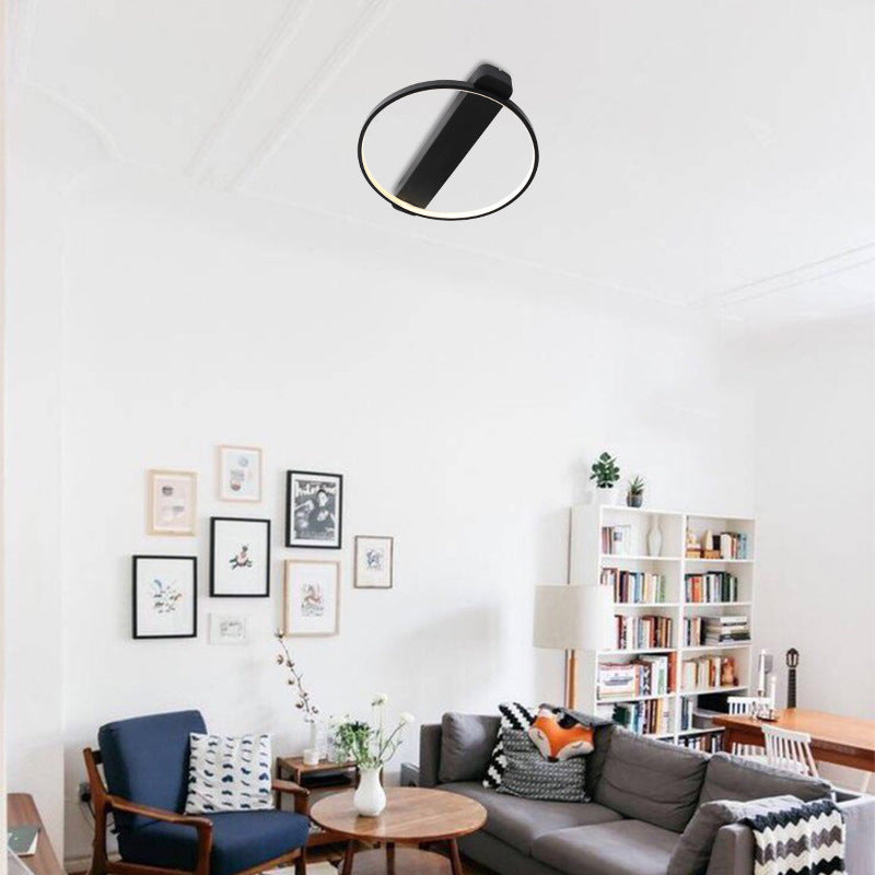 Ring Acrylic Flush Light Modern 18"/25.5" Wide LED Black/White Ceiling Lighting Fixture for Living Room