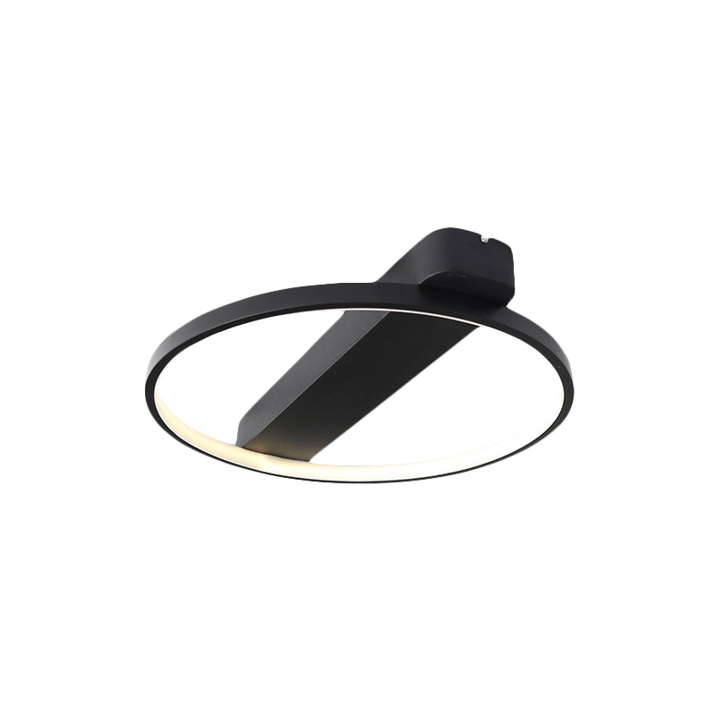 Ring Acrylic Flush Light Modern 18"/25.5" Wide LED Black/White Ceiling Lighting Fixture for Living Room