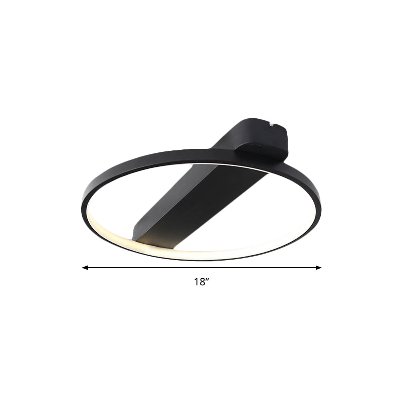 Ring Acrylic Flush Light Modern 18"/25.5" Wide LED Black/White Ceiling Lighting Fixture for Living Room