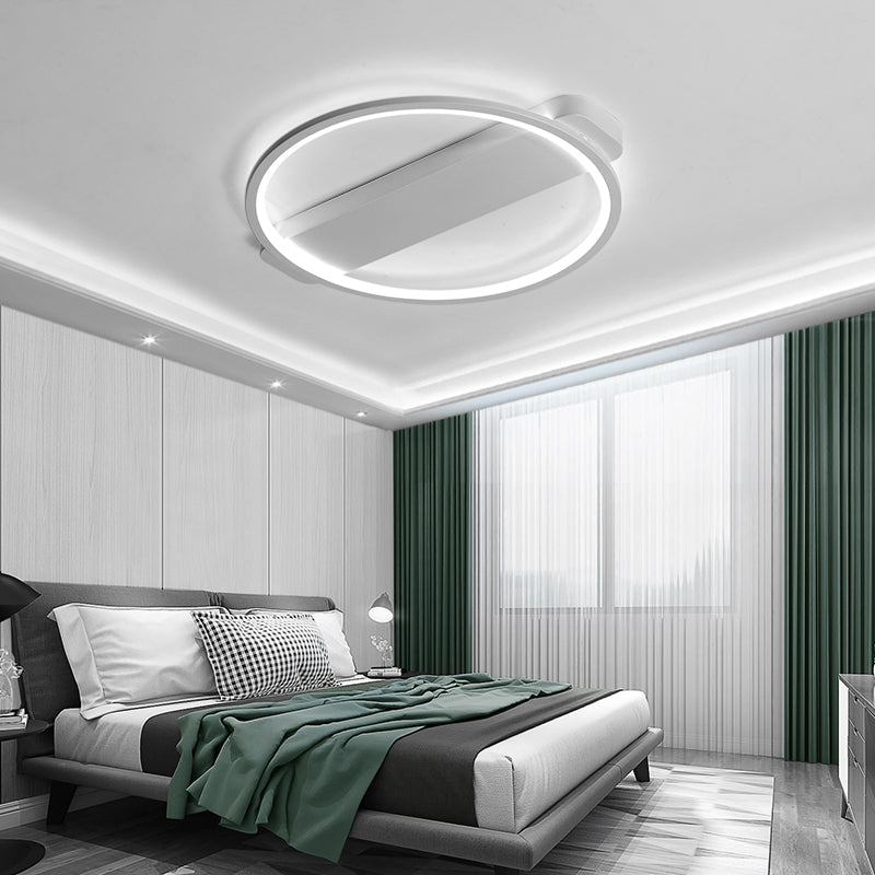 Ring Acrylic Flush Light Modern 18"/25.5" Wide LED Black/White Ceiling Lighting Fixture for Living Room