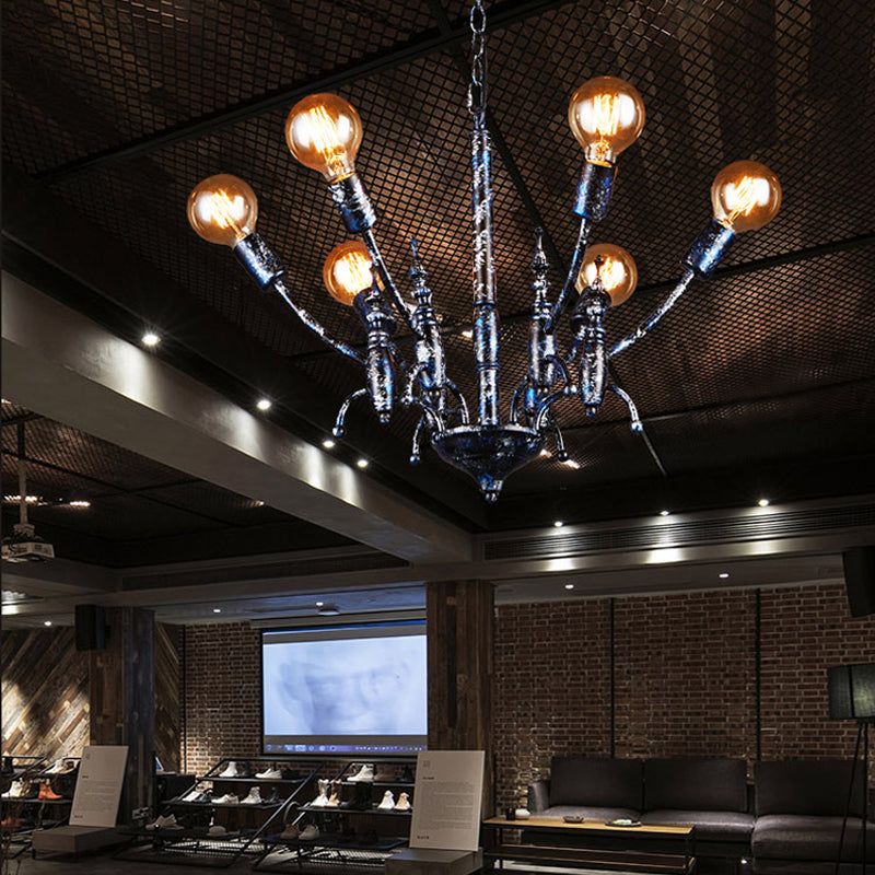 Bulbe salle à manger lustre lustre métallique multi-tête pendante vintage en noir