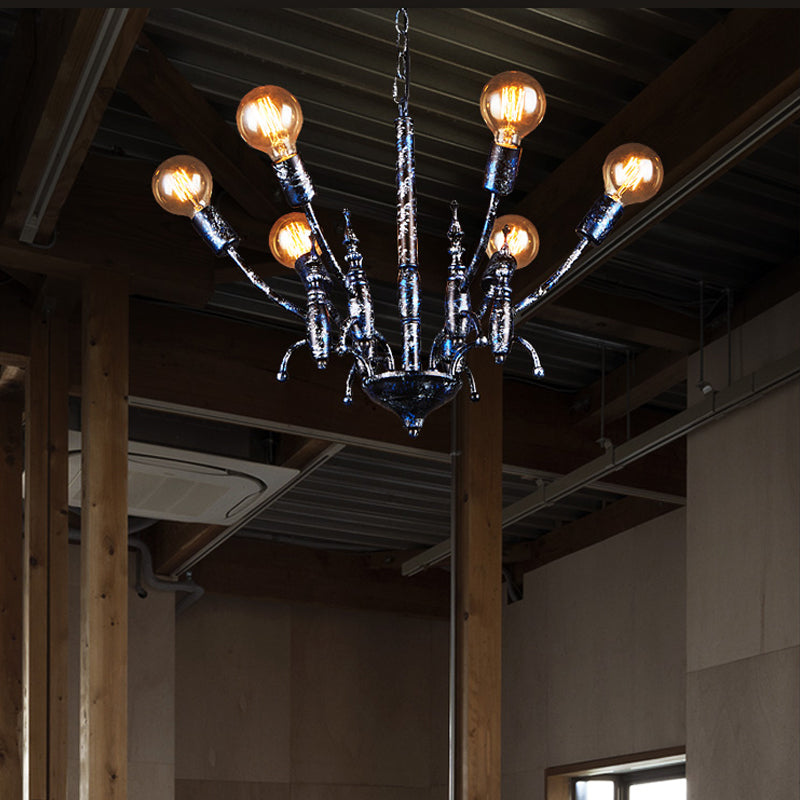 Bulbe salle à manger lustre lustre métallique multi-tête pendante vintage en noir