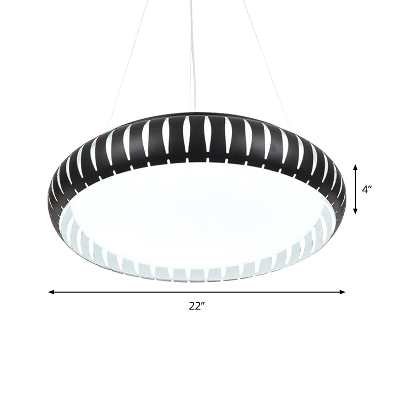 Lámpara moderna de metal de metal de techo redondo LED/negro/blanco en luz cálida/blanca/natural, 18 "/22" de ancho