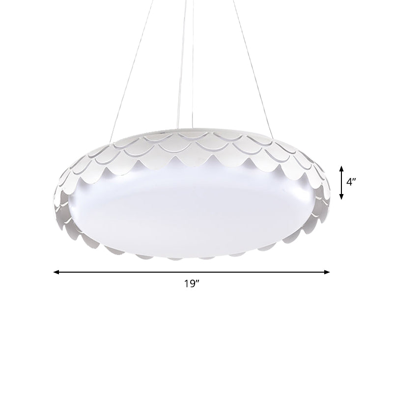 Lámpara colgante de escala de pescado kit de metal contemporáneo LED blanco/techo de oro Luz colgante en luz cálida/blanca/natural, 19 "/23" de ancho