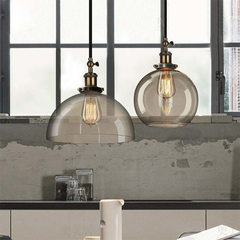 Brass Dome Apparecchiatura a sospensione vetro trasparente 1 sala da pranzo leggera lampada a soffitto appeso