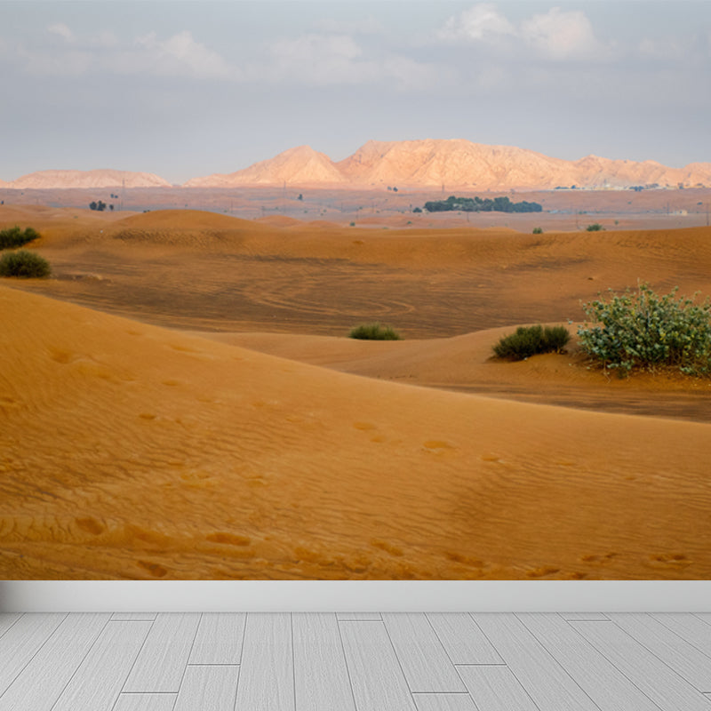 Desert Wildland Mural Wallpaper in Yellow Modernism Wall Art for Home, Made to Measure