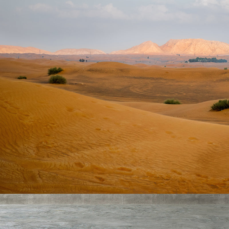 Desert Wildland Mural Wallpaper in Yellow Modernism Wall Art for Home, Made to Measure