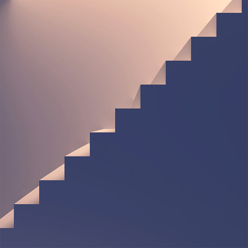 Big Underground Stairs Mural Wallpaper Blue Non-Woven Fabric Wall Decor, Washable, Custom Size