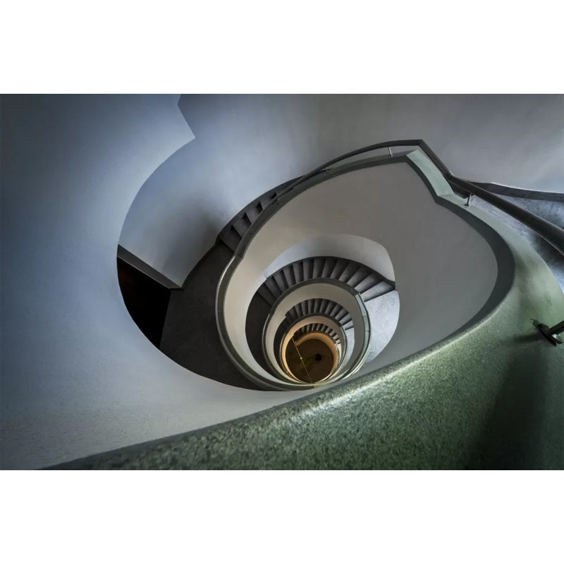 Spiral Stair Wall Paper Mural Modernism Non-Woven Material Wall Covering in Grey