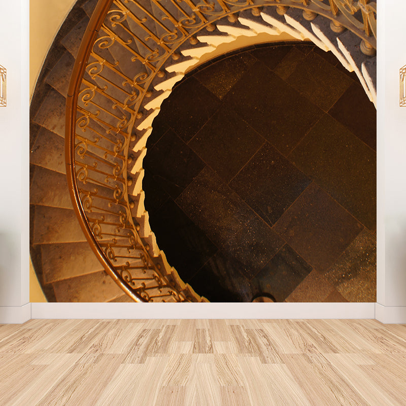 Yellow Stairway Wallpaper Mural Architecture Modern Moisture Resistant Wall Art for Home