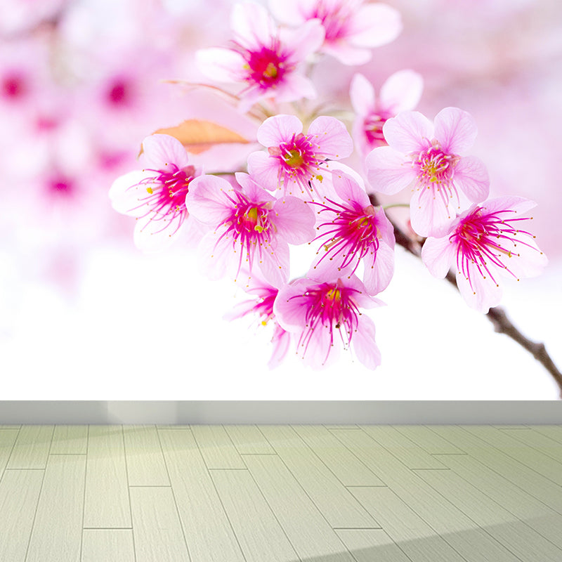 Pink Contemporary Wall Mural Extra Large Flower Print Wall Covering for Interior Wall