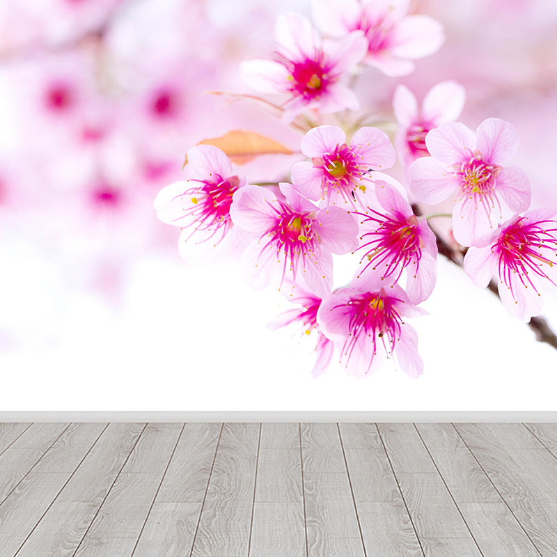 Pink Contemporary Wall Mural Extra Large Flower Print Wall Covering for Interior Wall