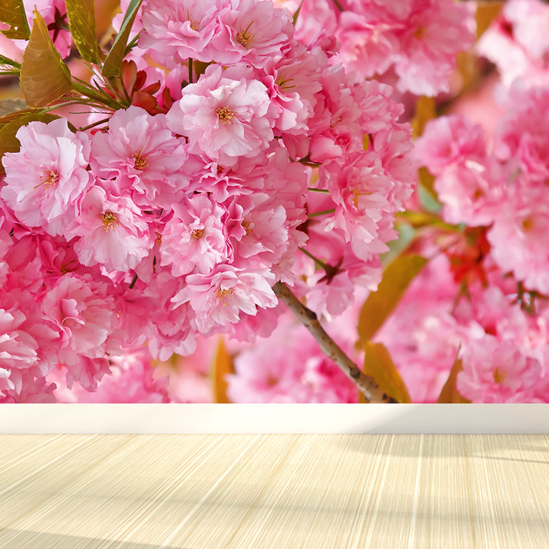 Huge Flower Landscape Mural Decal Pink Non-Woven Wall Art for Home Decor, Personalised